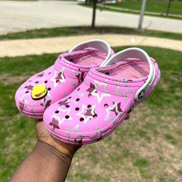 Crocs Kids Classic Lined Disco Dance Party Clogs‎  Size J 1 Pink Sandals - Picture 13 of 14